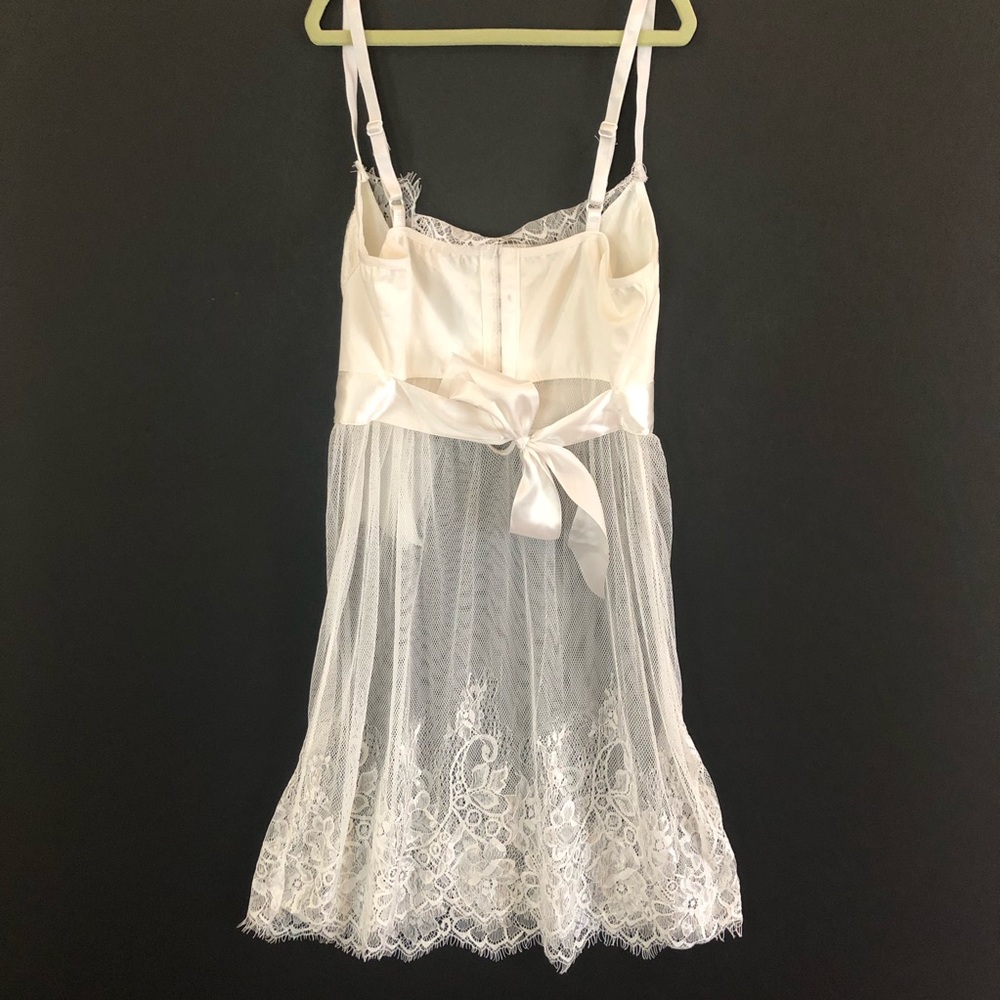 VINTAGE White Eyelash Lace Bow WEDDING NIGHTGOWN❤️ - Picture 7 of 13